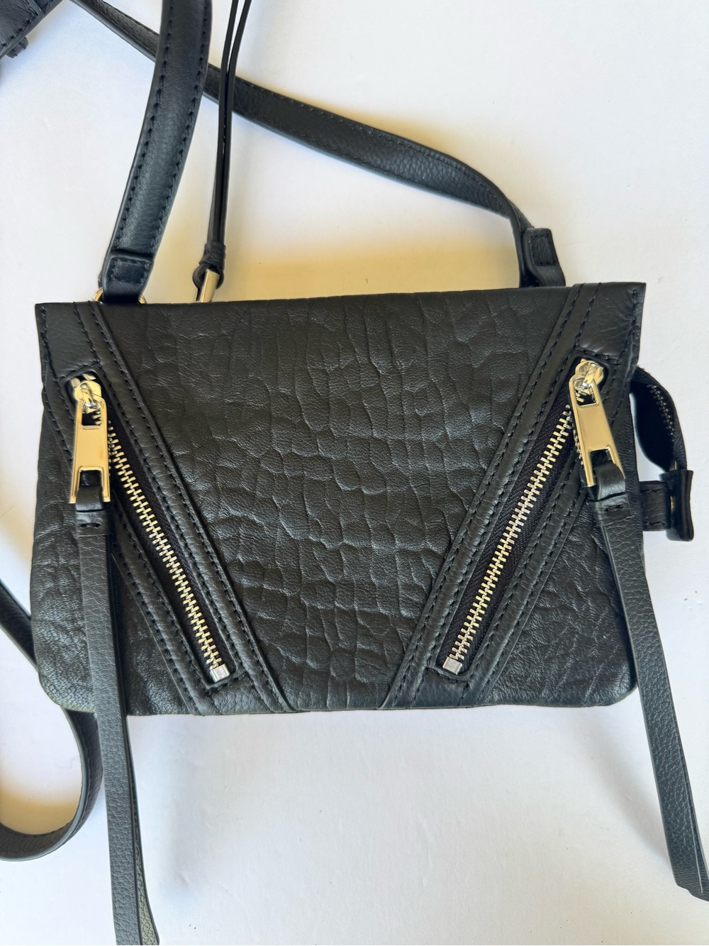 Vince Camuto Wayhn Mini Leather Crossbody Double Zipper Purse